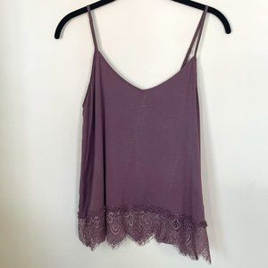 American Eagle | Soft & Sexy Dusty Purple Lace Trim Tank Top | M
